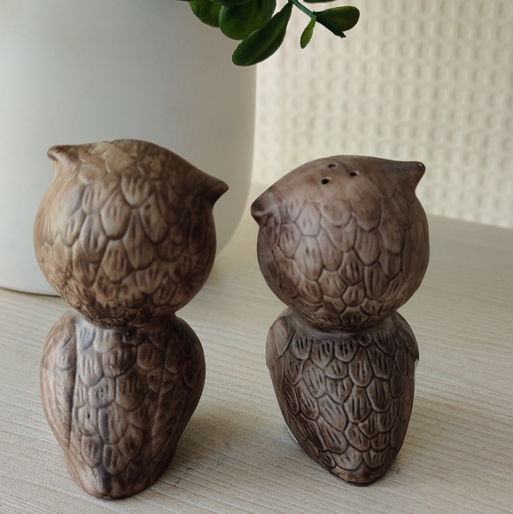 Vintage1960's- 1970's Salt and Pepper Cute Brown Owl Ceramic Shakers - Picture 3 of 10
